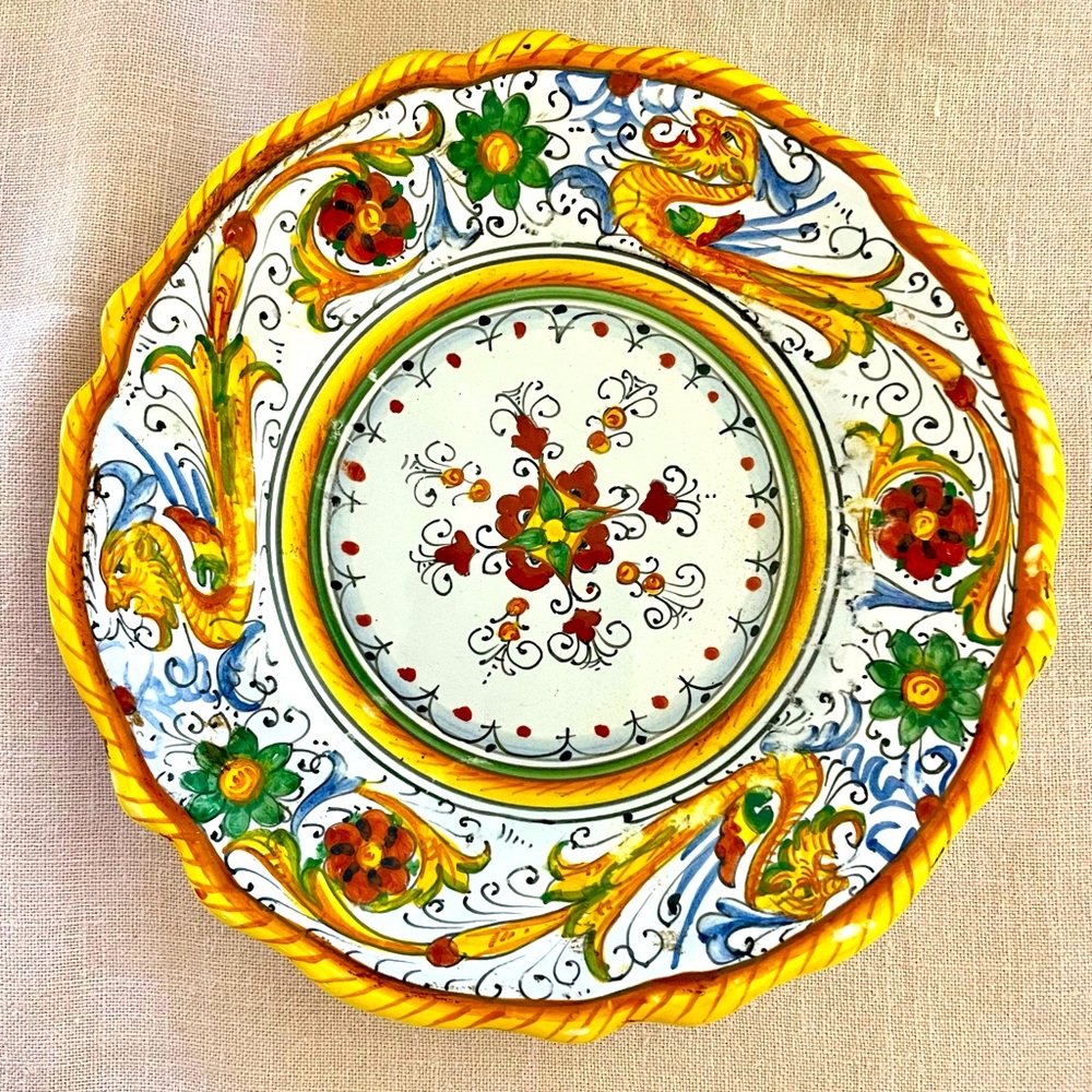 Vtg Deruta Santa Margherita Raffaellesco Pottery 9.5’’ Salad Plate Italy 1970s